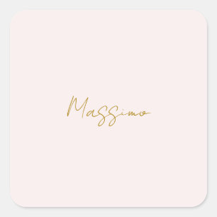 Goud & Pastel Kleur Calligrafie Elegante Gewone Na Vierkante Sticker