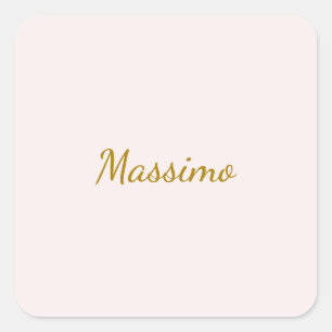 Goud & Pastel Kleur Calligrafie Elegante Gewone Na Vierkante Sticker