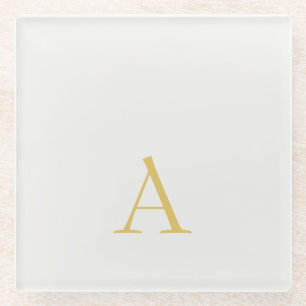 Goud & Pastel Kleur Monogram Professionele Initiaa Glazen Onderzetter