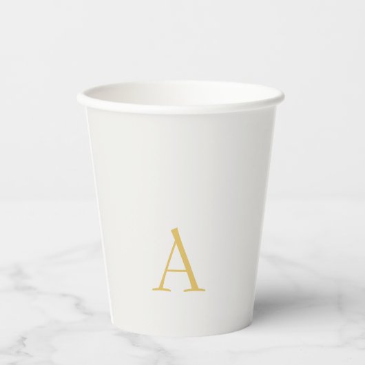 Goud & Pastel Kleur Monogram Professionele Initiaa Papieren Bekers (Voorkant)