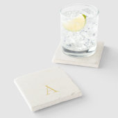 Goud & Pastel Kleur Monogram Professionele Initiaa Stenen Onderzetter (Zijkant)