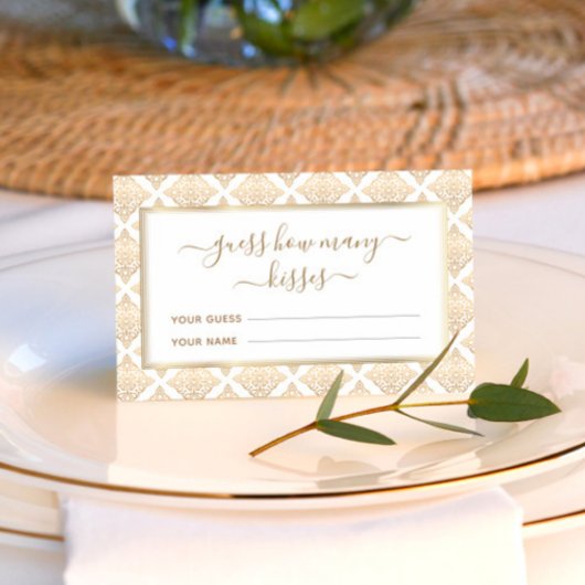 Goud Patroon Raad Hoeveel Kusjes Bruiloft Spel Informatiekaartje
