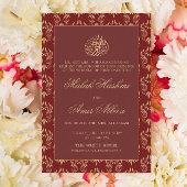 Goud  Patroon Rood Islamitisch Moslim Bruiloft Kaart