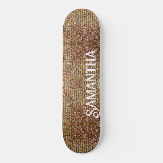 Goud | patroon van kopersparkle persoonlijk skateboard (Voorkant)