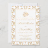 Goud  Patroon Wit Islamitisch Moslim Bruiloft Kaart (Voorkant)