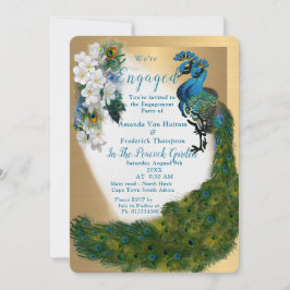 Goud, pauwen, veren op smaragdgroene zijde kaart