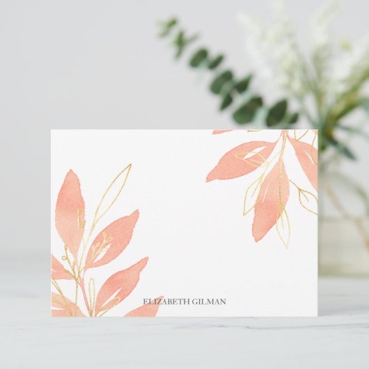 Goud peach - gepersonaliseerde artikelen bedankkaart (Staand voorkant)