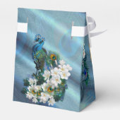 Goud, Peacock Feathers op Emerald Green Silk Bedankdoosjes (Achterkant)