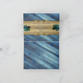 Goud, Peacock Feathers op Emerald Green Silk Bedankkaart (Binnen)