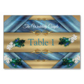 Goud, Peacock Feathers op Emerald Green Silk Kaart (Voorkant)