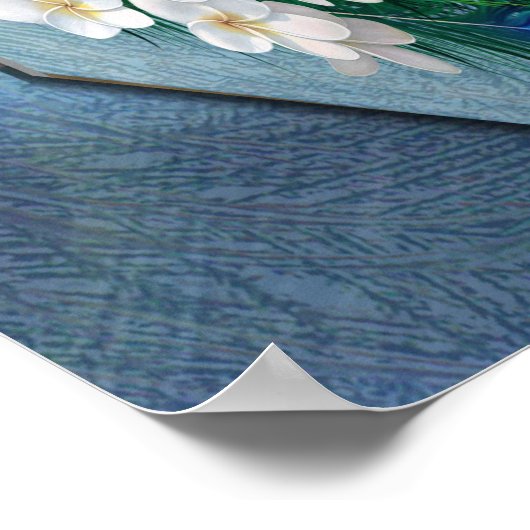 Goud, Peacock Feathers op Emerald Green Silk Poster (Hoek)