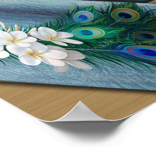 Goud, Peacock Feathers op Emerald Green Silk Poster (Hoek)