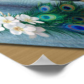 Goud, Peacock Feathers op Emerald Green Silk Poster (Hoek)