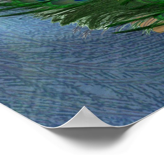 Goud, Peacock Feathers op Emerald Green Silk Poster (Hoek)