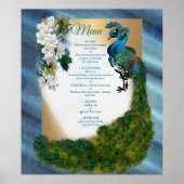 Goud, Peacock Feathers op Emerald Green Silk Poster (Voorkant)