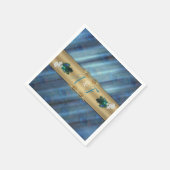 Goud, Peacock Feathers op Emerald Green Silk Servet (Hoek)