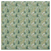 Goud - Peacock Feathers Running Print Stof (Swatch)