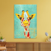 Goud Peeking Giraffe Art Canvas (Insitu (Woonkamer))