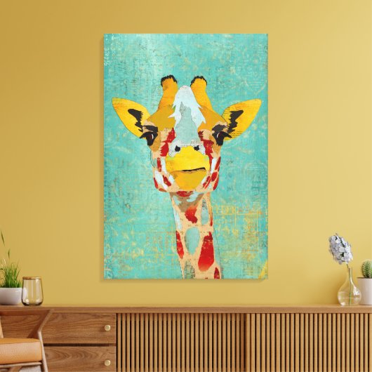 Goud Peeking Giraffe Art Canvas (Insitu (Woonkamer))
