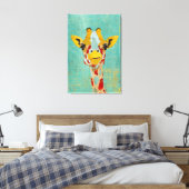 Goud Peeking Giraffe Art Canvas (Insitu (Slaapkamer))