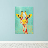 Goud Peeking Giraffe Art Canvas (Insitu (Houten vloer))