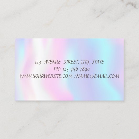 Goud penseel Slag, Lijnen, Unicorn Holographic Visitekaartje (Achterkant)