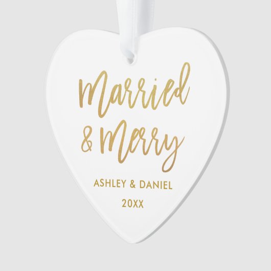 Goud penseelscript, gehuwd en verrukt weddenschap ornament (voorkant)