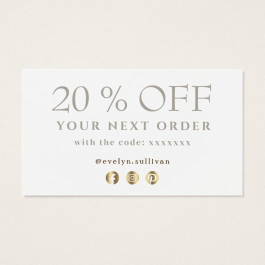 Goud penseelstreken dankzij de kortingskaart visitekaartje (Achterkant)