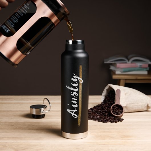 Goud penseelstreken Handlettering Name Script Waterfles (Koffie)