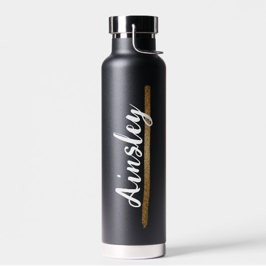 Goud penseelstreken Handlettering Name Script Waterfles (Links)