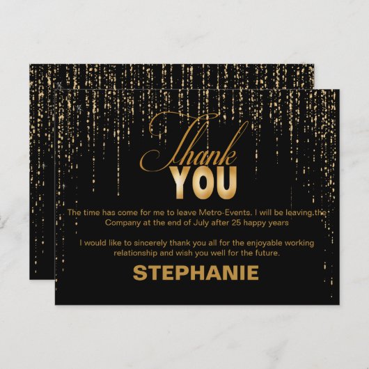 Goud Pensioen Bedankt Kaarten (Voorkant / Achterkant)