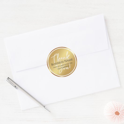 Goud | Persoonlijke dank Ronde Sticker (Envelop)