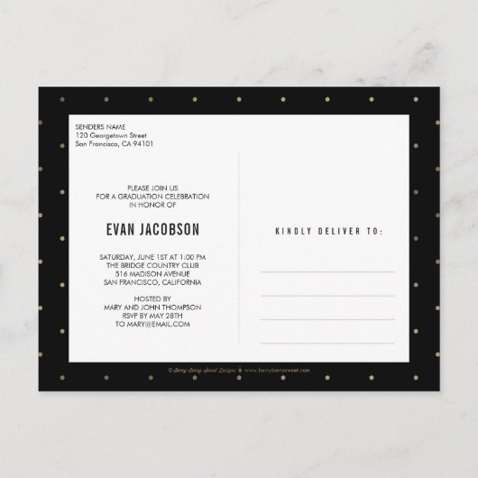 Goud Pet BEWERKBARE KLEUR Afstuderen Briefkaart (Achterkant)