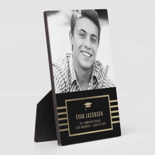 Goud Pet EDITABLE KLEUR Afstuderen Plaque Fotoplaat (Zijkant)