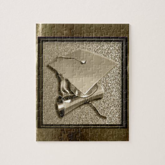Goud Pet en diploma goud Legpuzzel (Verticaal)