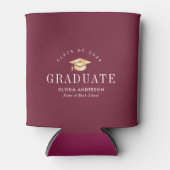 Goud Pet Maroon Afstuderen Blikjeskoeler (Voorkant)