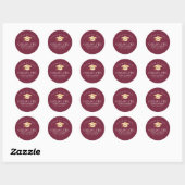 Goud Pet Maroon Afstuderen Ronde Sticker (Vel)