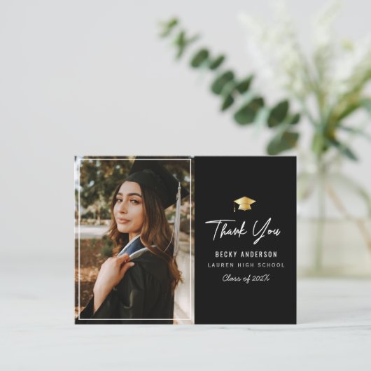 Goud pet Zwart Dank u afstuderen Briefkaart (Staand voorkant)