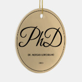Goud PhD-Afstuderen met elegant eenvoudige naam Keramisch Ornament (Rechts)