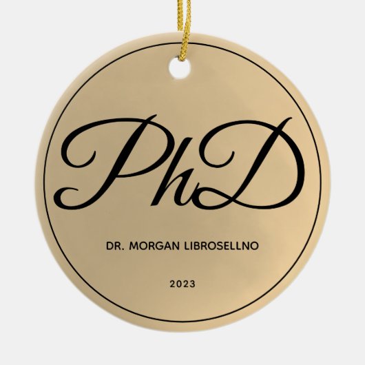 Goud PhD-Afstuderen met elegant eenvoudige naam Keramisch Ornament (Voorkant)