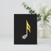Goud pictogram van een muzieknoot 1/16 briefkaart (Staand voorkant)