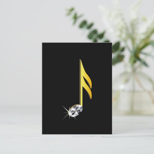Goud pictogram van een muzieknoot 1/16 briefkaart (Staand voorkant)