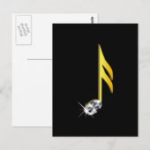 Goud pictogram van een muzieknoot 1/16 briefkaart (Voorkant / Achterkant)