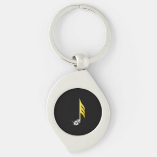 Goud pictogram van een muzieknoot 1/32 sleutelhanger