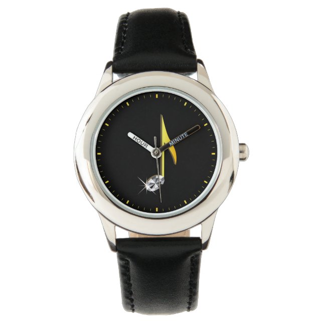 Goud pictogram van een muzieknoot 1/8 horloge (Voorkant)