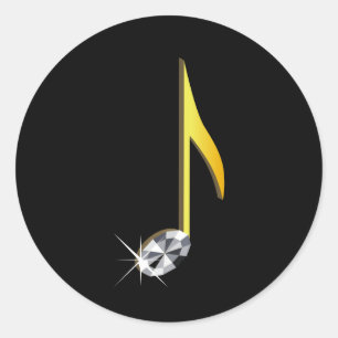 Goud pictogram van een muzieknoot 1/8 ronde sticker