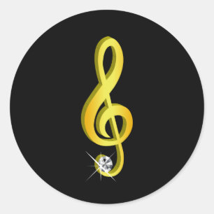 Goud pictogram van een muzieknoot G-Clef Ronde Sticker