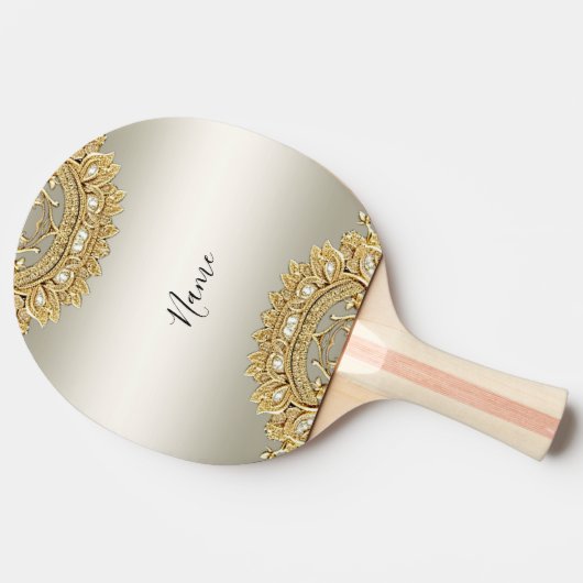 Goud Ping Pong Paddle Tafeltennisbatje (Zijkant)