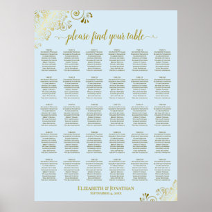 Goud & Poederblauw 30 Tafel Trouw Stoelenplattegro Poster