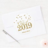 Goud Polka-stippen Glitter Klasse van 2019 Afstude Ronde Sticker (Envelop)